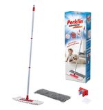 Швабра с флаундером 40 см, составной черенок 120 см, МОП микрофибра/абразив + МОП СИНЕЛЬ, PERKLIN (ПЕРКЛИН), 700987