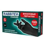 Перчатки виниловые универсальные 50 пар (100 шт.), размер S (малый), черные, RABBITEX (РАББИТЕКС) Standard, 702167