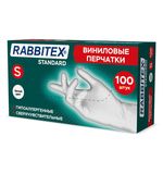 Перчатки виниловые универсальные 50 пар (100 шт.), размер S (малый), белые, RABBITEX (РАББИТЕКС) Standard, 702163