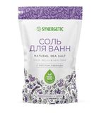 Соль для ванн 1 кг, SYNERGETIC "Детокс и расслабление", морская с лавандой, натуральная, 300014