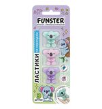 Ластик-топпер для карандаша FUNSTER (ФАНСТЕР) "КОАЛЫ", НАБОР 3 штуки, пастельные цвета ассорти, блистер, 274013
