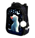 Ранец BRAUBERG PREMIUM, 2 отделения, с брелком, "White kitten", СВЕТЯЩИЙСЯ, 38х29х16 см, 274392