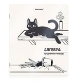 Тетрадь предметная КОТ-НЕПОСЕДА 48л, пластиковая обложка, АЛГЕБРА, клетка, подсказ, BRAUBERG, 405527