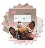 Тетрадь 18л. ErichKrause клетка, выборочный УФ-лак, Frenchie (микс в спайке),64834