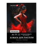 Бумага для пастели ФАКТУРНАЯ А4 в папке, 15 листов, ЧЕРНАЯ, 270 г/м2, BRAUBERG ART, К, 117757