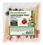 Шпажки-пики для канапе бамбуковые форма "Сердце" цвет микс 12 см, 100 шт, BOOMHOUSE, 701972