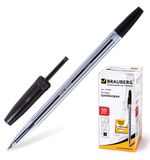 Ручка шариковая BRAUBERG "Line", корпус прозрачный, узел 1 мм, линия письма 0,5 мм, черная, 141098