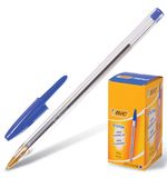 Ручка шариковая BIC "Cristal", корпус прозрачный, узел 1 мм, линия 0,32 мм, синяя, 847898