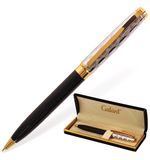Ручка подарочная шариковая GALANT "Consul", корпус черный с серебристым, золотистые детали, пишущий узел 0,7 мм, синяя, 140963