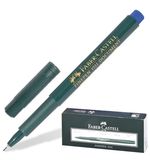 Ручка капиллярная FABER-CASTELL "Finepen 1511", корпус зеленый, толщина письма 0,4 мм, синяя, FC151151