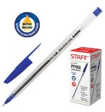 Ручка шариковая масляная STAFF, корпус прозрачный, игольчатый узел 0,7 мм, линия 0,35 мм, синяя, 141705