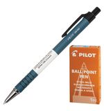 Ручка шариковая масляная автоматическая PILOT, корпус синий, узел 0,7 мм, линия 0,32 мм, синяя, BPRK-10M