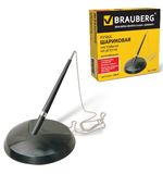 Ручка шариковая настольная BRAUBERG "Стенд-Пен Блэк2", цепочка, корпус черный, линия 0,5 мм, синяя, 141347