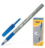 Ручка шариковая BIC "Round Stic Exact", корпус серый, узел 0,8 мм, линия 0,3 мм, резиновый упор, синяя, 918543