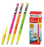 Ручка шариковая BRAUBERG "Color", корпус ассорти, узел 1 мм, линия письма 0,5 мм, синяя, 141507