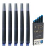 Картриджи чернильные PARKER (Германия) "Cartridge Quink", комплект 5 шт., смываемые чернила, 1950383, синие