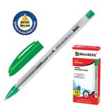 Ручка шариковая масляная BRAUBERG "Rite-Oil", корпус прозрачный, узел 0,7 мм, линия 0,35 мм, зеленая, 142149