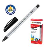 Ручка шариковая масляная BRAUBERG "Rite-Oil", корпус прозрачный, узел 0,7 мм, линия 0,35 мм, черная, 142147