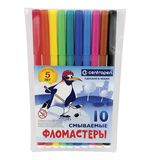 Фломастеры CENTROPEN, 10 цветов, "Пингвины", смываемые, вентилируемый колпачок, полибег, 7790/10