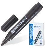 Маркер перманентный (нестираемый) BRAUBERG "Classic", классический, круглый наконечник 3 мм, черный, 150300