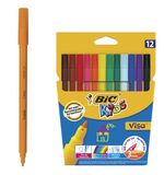 Фломастеры BIC "VISA", 12 цветов, суперсмываемые, вентилируемый колпачок, европодвес, 888695