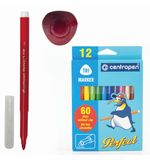 Фломастеры CENTROPEN "Perfect", 12 цветов, ширина линии 2-3 мм, смываемые, невысыхающие, 2510/12