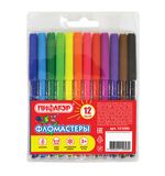 Фломастеры ПИФАГОР, 12 цветов, вентилируемый колпачок, 151090