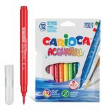 Фломастеры акварельные CARIOCA (Италия) "Aquarell", 12 цветов, наконечник-кисть, смываемые, картонный конверт, 42747