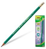 Карандаш чернографитный BIC, 1 шт., "Evolution", HB, пластиковый, с резинкой, корпус зеленый, заточенный, 655 НВ