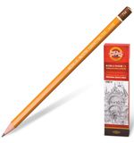 Карандаш чернографитный KOH-I-NOOR 1500, 1 шт., 7H, без резинки, корпус желтый, заточенный, 150007H01170