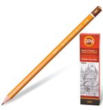 Карандаш чернографитный KOH-I-NOOR 1500, 1 шт., 8B, без резинки, корпус желтый, заточенный, 150008B01170RU