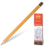 Карандаш чернографитный KOH-I-NOOR 1500, 1 шт., H, без резинки, корпус желтый, заточенный, 150000H01170RU