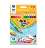 Карандаши цветные утолщенные BIC "Triangle", 12 цветов, пластиковые, трехгранные, картонная упаковка, 829735