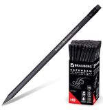 Карандаш чернографитный BRAUBERG "Black Jack", 1 шт., НВ, черное дерево, черный, с резинкой, заточенный, 180609