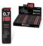 Грифель запасной BRAUBERG "Black Jack", Hi-Polymer, HB, 0,7 мм, 20 штук, 180451
