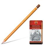 Карандаши чернографитные KOH-I-NOOR "Art", набор 12 шт., 8В-2H, без резинки, металлическая коробка, 1502012008PL