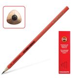 Карандаш чернографитный KOH-I-NOOR, 1 шт., "Triograph", B, трехгранный, без резинки, корпус красный, заточенный, 1802001001KSRU