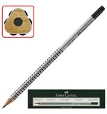 Карандаш чернографитный FABER-CASTELL, 1 шт., "GRIP 2001", HB, трехгранный, серый корпус, с ластиком, 117200