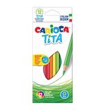 Карандаши цветные CARIOCA "Tita", 12 цветов, пластиковые, грифель 3 мм, шестигранные, европодвес, 42793