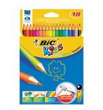 Карандаши цветные BIC "Kids ECOlutions Evolution", 18 цветов, пластиковые, заточенные, европодвес, 937513