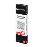 Карандаш угольный BRAUBERG "ART MEDIUM", 1 шт., круглый, корпус черный, средний, заточенный, 181291