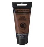Краска акриловая художественная BRAUBERG, туба 75 мл, профессиональная серия, сиена жженая, 191111