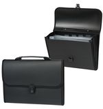 Портфель пластиковый STAFF, 6 отделений, с окантовкой, черный, 221206