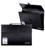 Портфель пластиковый BRAUBERG, 390х260х40 мм, 3 отделения, с окантовкой, черный, 221389