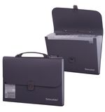 Портфель пластиковый BRAUBERG "Comfort", А4, 327х254х30 мм, 13 отделений, пластиковый индекс, темно-серый, 221438