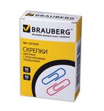 Скрепки BRAUBERG, 50 мм, цветные, 50 шт., в картонной коробке, 221533