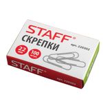 Скрепки STAFF, 22 мм, металлические, 100 шт., в картонной коробке, Россия, 220302