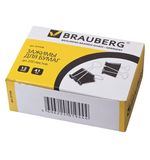 Зажимы для бумаг BRAUBERG, комплект 12 шт., 41 мм, на 200 л., черные, в картонной коробке, 221538