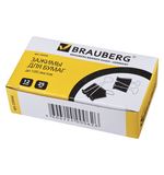 Зажимы для бумаг BRAUBERG, комплект 12 шт., 25 мм, на 100 л., черные, в картонной коробке, 220558