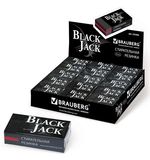 Резинка стирательная BRAUBERG "BlackJack", в картонном держателе, 40х20х11 мм, трёхслойная, чёрная, 222466